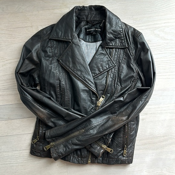Andrew Marc brown Leather Jacket size XS - Picture 3 of 7